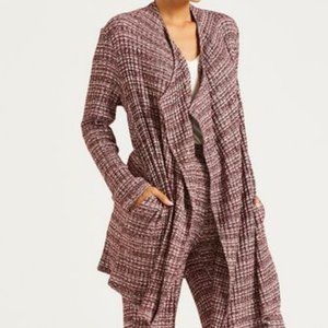 Simple by Suzanne Betro | Burgundy Drape-Front Open Jacket - Size 3X